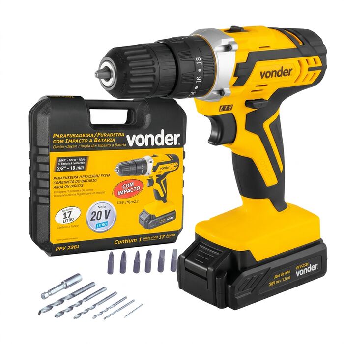 Parafusadeira/Furadeira com Impacto a Bateria Vonder PFV 238I 20 V